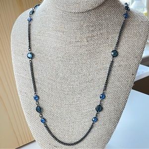 Blue and Black Crystals Classic Simple Necklace
